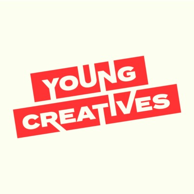 Logo van "Young Creatives" in een rode kleur op een lichte achtergrond.